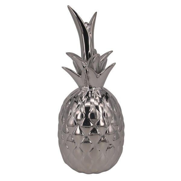 Abacaxi Decorativo De Ceramica Prateado