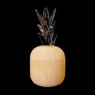 Abacaxi Em Ceramica Com Led Bege E Cobre