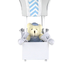 Abajur Balãozinho Cintura Urso Chevron Azul Bebê Infantil