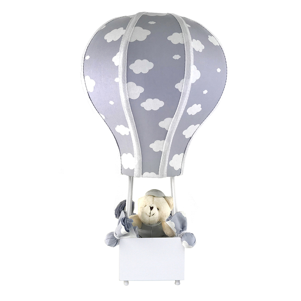 Abajur Balãozinho Cintura Urso Nuvem Cinza Bebê Infantil