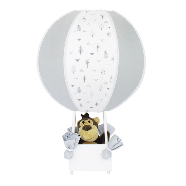 Abajur Balãozinho Macaco Árvore Geométrica Cinza Bebê Infantil