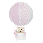 Abajur Balãozinho Ursa Chevron Rosa Com Branco Bebê Infantil