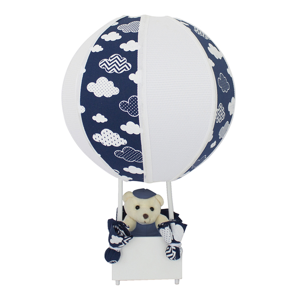 Abajur Balãozinho Urso Nuvem Chevron Marinho Bebê Infantil