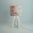 Abajur Base Madeira Branca E Cúpula Gaiolas E Flores Rose