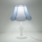 Abajur Base Madeira Branca E Cúpula Paris Azul