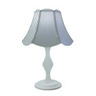 Abajur Base Madeira Branca E Cúpula Paris Cinza E Branco