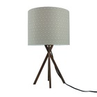 Abajur Base Madeira Cobre E Cúpula Tecido Rendado Bege