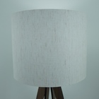 Abajur Base Madeira Marrom E Cúpula Linho Branco