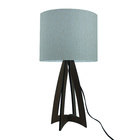 Abajur Base Madeira Marrom E Cúpula Linho Branco