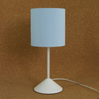 Abajur Bebê Quarto Infantil Base Branca E Tecido Azul Claro