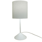 Abajur Bebê Quarto Infantil Base Branca E Tecido Cinza Claro