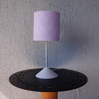 Abajur Bebê Quarto Infantil Tecido Rosa E Branco Arabesco