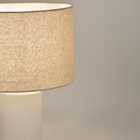 Abajur Bege Cerâmica e Linho Lanzoma Inspire