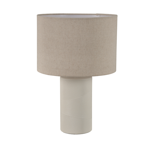 Abajur Bege Cerâmica e Linho Lanzoma Inspire