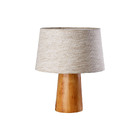 Abajur Bege Madeira e Tecido Illumina