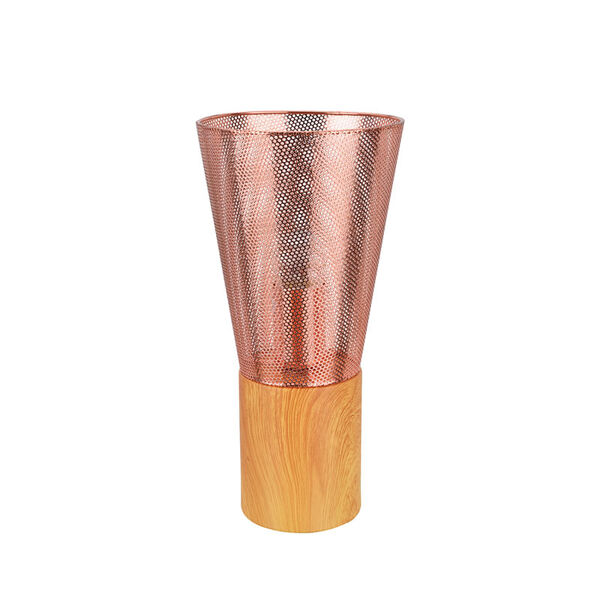 Abajur Bella Telinha Duo Em Metal E Madeira Cobre Ø16cm X 32c