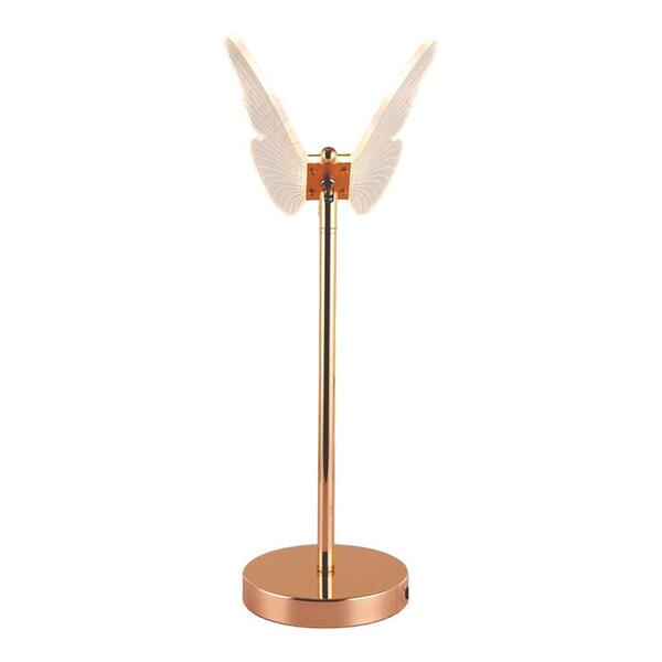 Abajur Borboleta Dourado Led 18x18x47cm 8w 800lm 3000k Bivolt