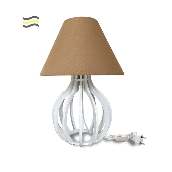 Abajur Branco Luminária De Mesa Mdf Quarto Sala Escritório Co