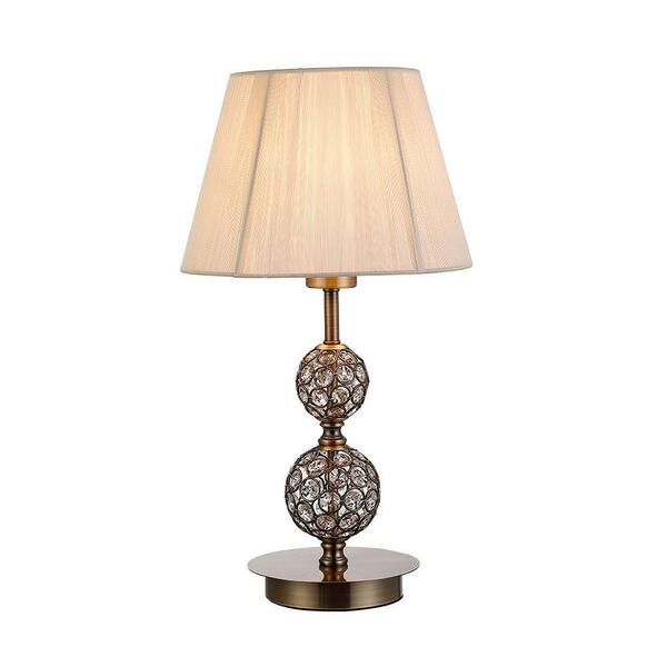 Abajur Bronze Com Cristais E Cúpula Seda Bella Light Bivolt