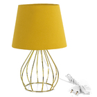 Abajur Cebola Dome Amarelo Mostarda Com Aramado Dourado