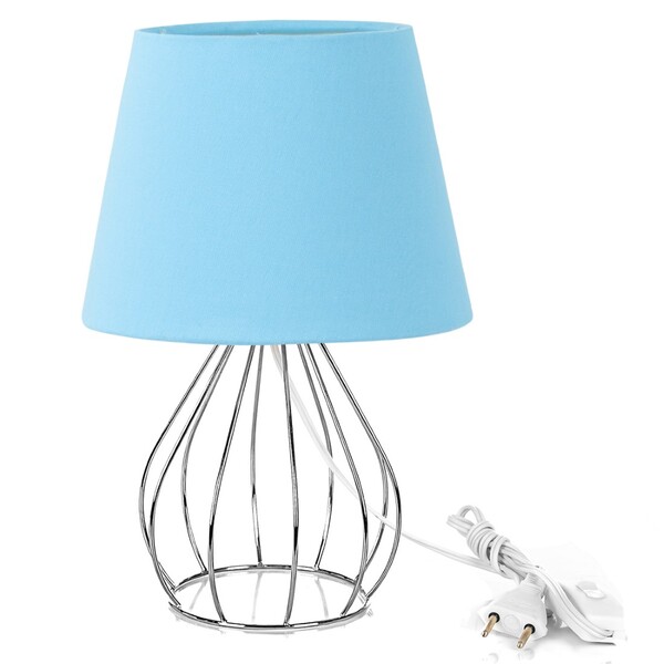 Abajur Cebola Dome Azul Bebe Com Aramado Cromado