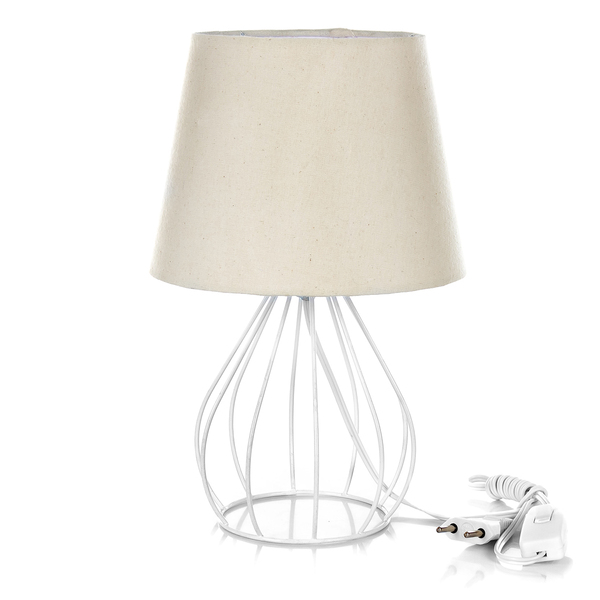 Abajur Cebola Dome Bege Com Aramado Branco