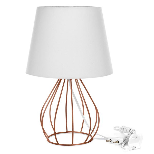 Abajur Cebola Dome Branco Com Aramado Cobre