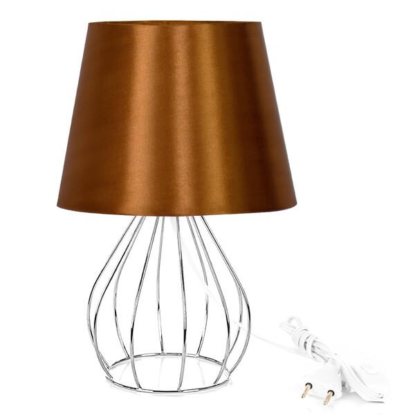 Abajur Cebola Dome Cobre Com Aramado Cromado