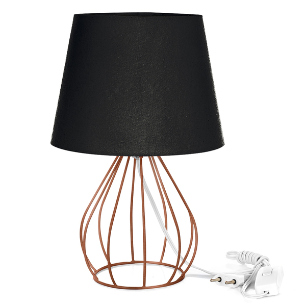 Abajur Cebola Dome Preto Com Aramado Cobre
