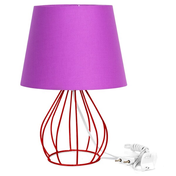 Abajur Cebola Dome Roxo Com Aramado Vermelho