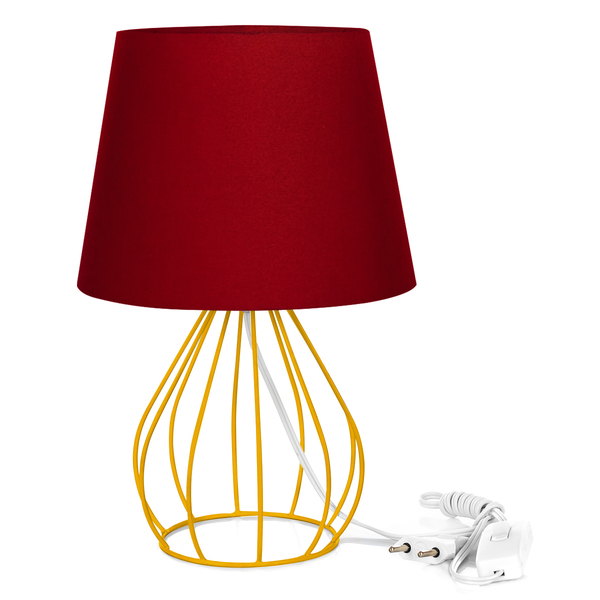 Abajur Cebola Dome Vermelho Com Aramado Amarelo