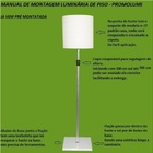 Abajur Chão Luminária Piso Com Regulagem Altura 165 Cm Have