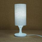 Abajur Cilíndrico Base Branca Tecido Linho Cinza Bivolt