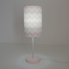 Abajur Cilíndrico Chevron Tons De Rosa Bebê E Branco