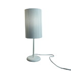 Abajur Cilíndrico Listrado Branco E Cinza