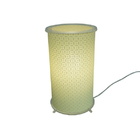 Abajur Cilíndrico Revestido Com Tecido Arabescos Amarelo E Br