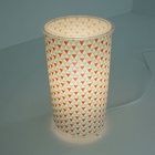 Abajur Cilíndrico Revestido Com Tecido Estampado Triângulos