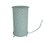 Abajur Cilíndrico Revestido Com Tecido Estampado Triângulos R