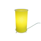 Abajur Cilíndrico Revestido Com Tecido Liso Amarelo