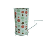 Abajur Cilíndrico Revestido Com Tecido Poás Marrom, Laranja E