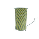 Abajur Cilíndrico Revestido Com Tecido Triângulos Amarelo E C