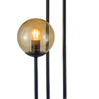 Abajur Coluna Newton 3 Globos Esfera De Vidro Âmbar - Preto