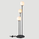 Abajur Coluna Newton 3 Globos Esfera De Vidro Branco - Preto