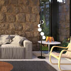 Abajur Coluna Newton 3 Globos Esfera De Vidro Branco - Preto