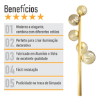 Abajur Coluna Piso Figo Ouro Com Globo De Vidro Ambar