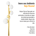 Abajur Coluna Piso Figo Ouro Com Globo De Vidro Branco