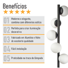 Abajur Coluna Piso Figo Preto Com Globo De Vidro Branco