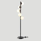 Abajur Coluna Piso Figo Preto Com Globo De Vidro Branco