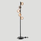 Abajur Coluna Piso Figo Preto Com Globo De Vidro Fumê