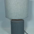 Abajur Com Base Cerâmica Flor E Cúpula Cinza